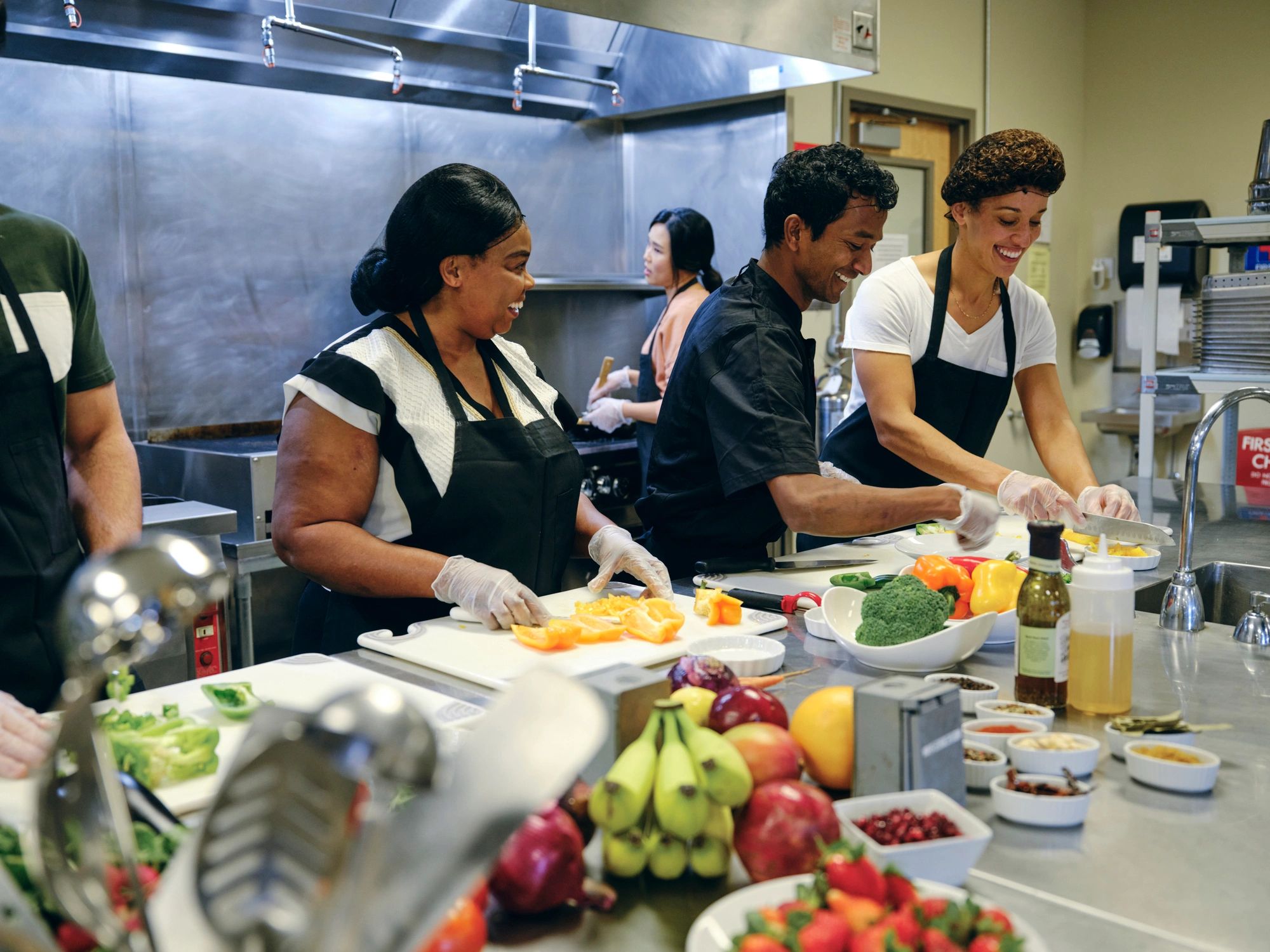 Students participating in a hands-on baking class
