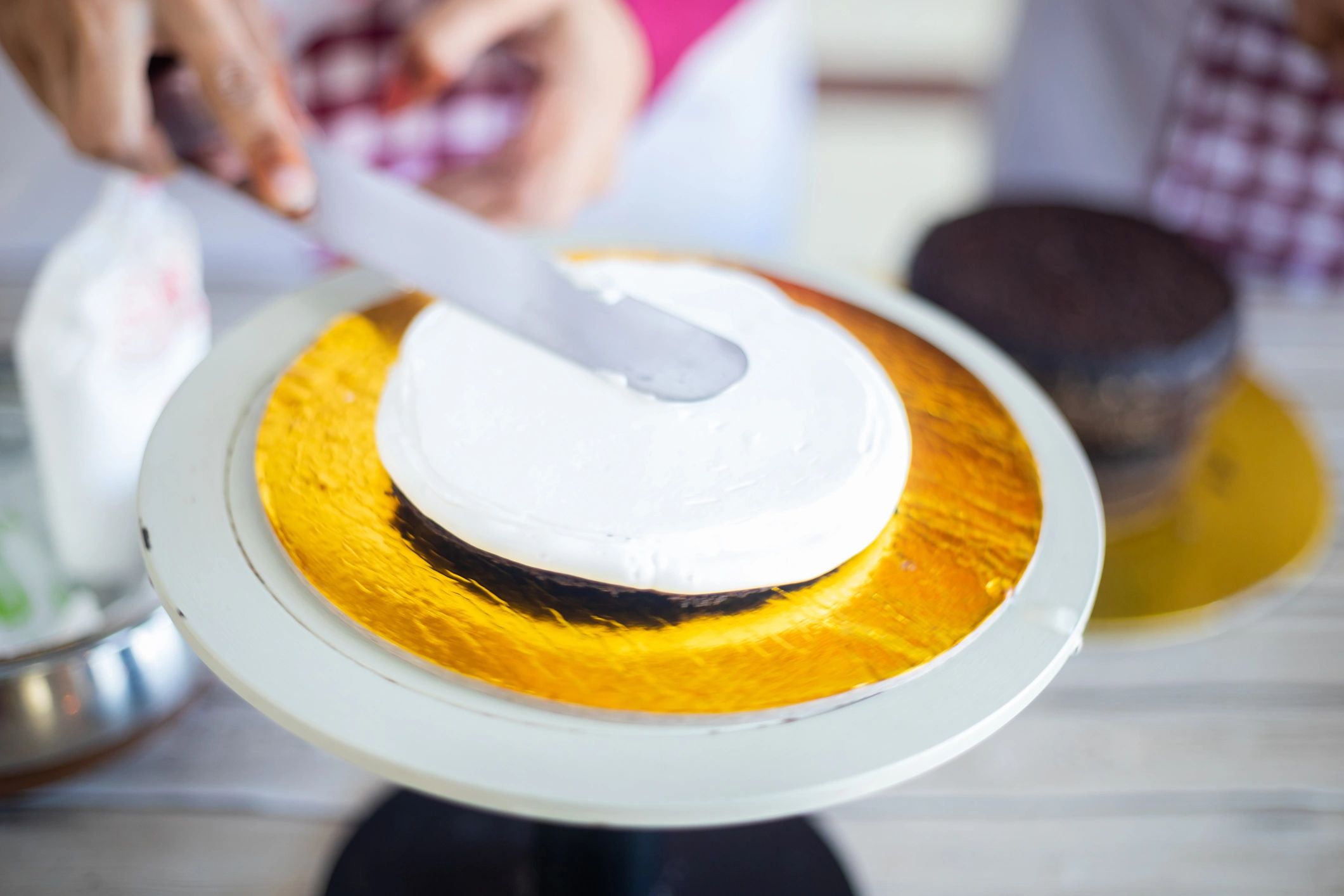 Close-up of cake icing and sugar art work