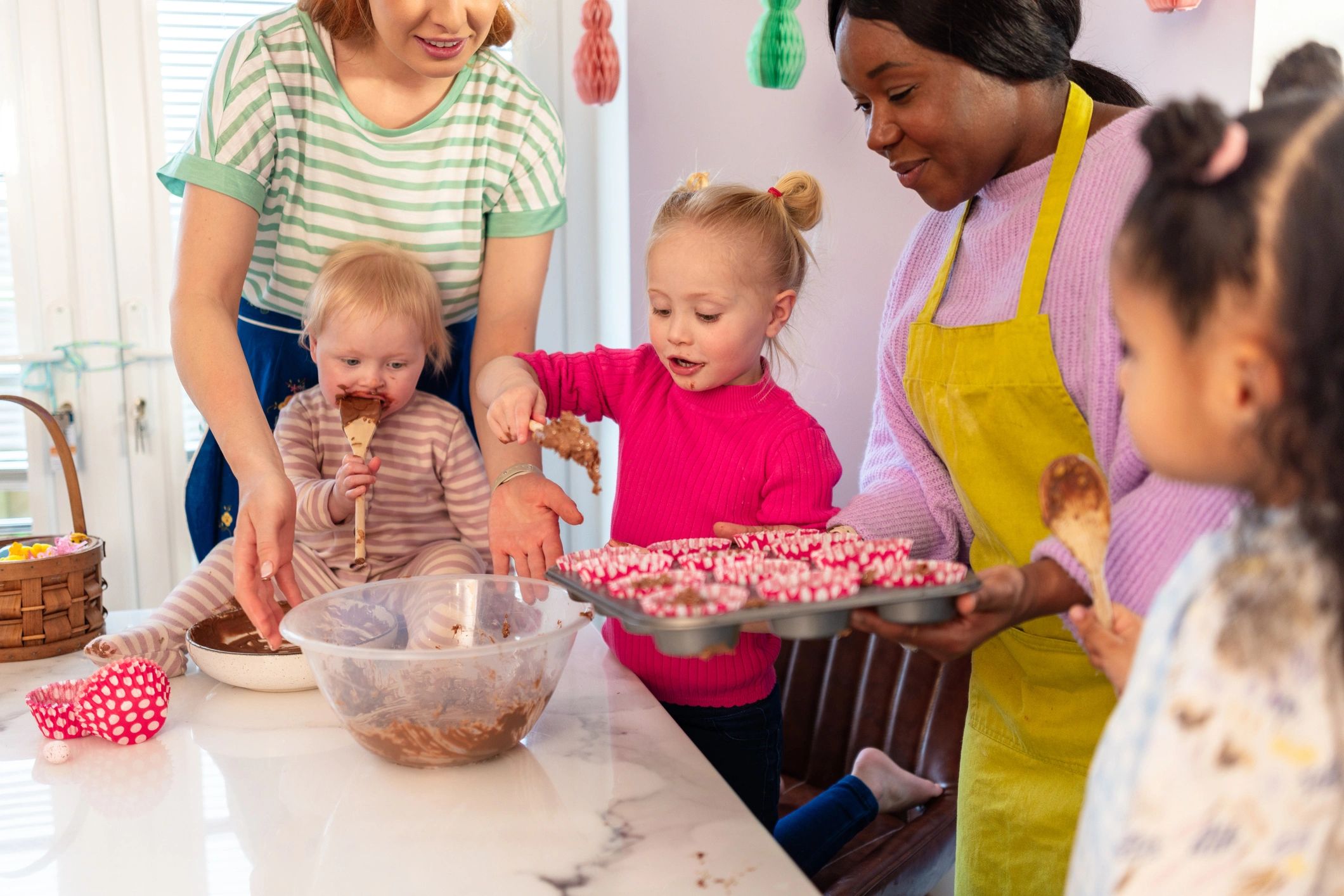 Students baking together in a kitchen class